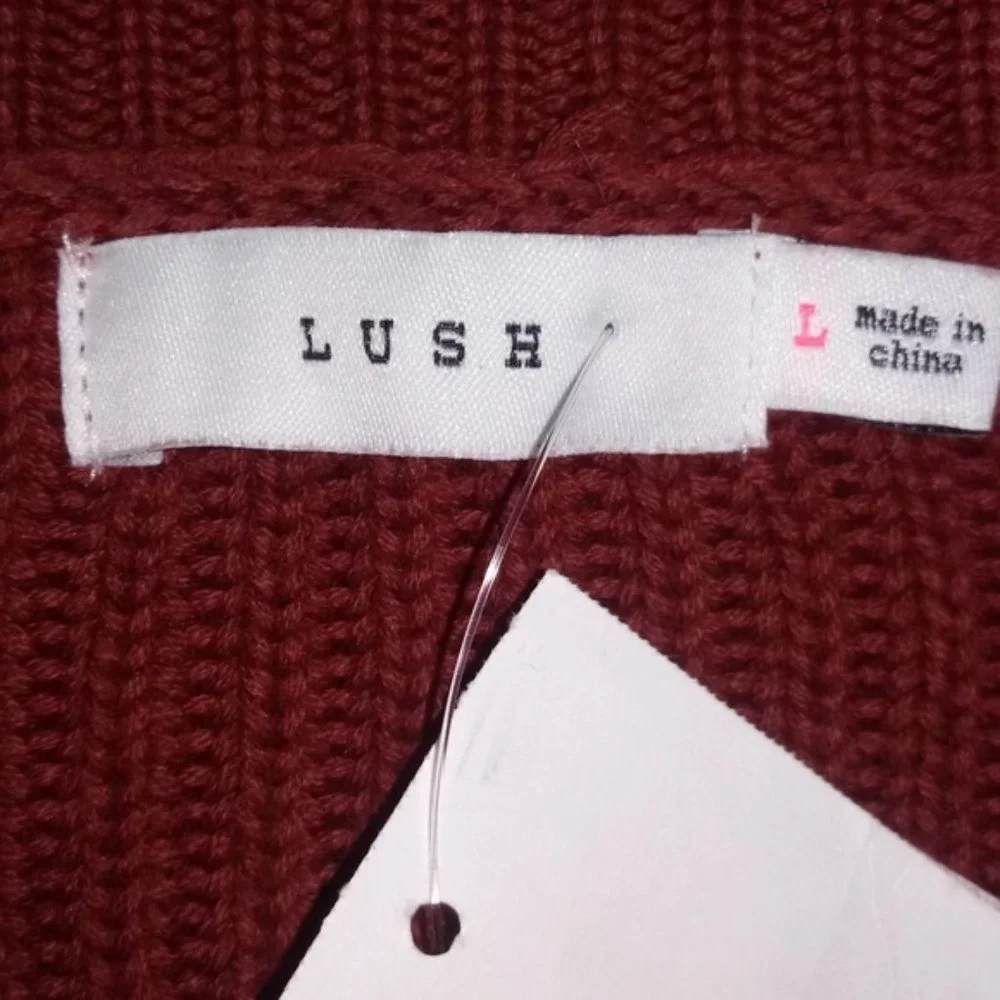 Lush Puff Sleeve Ribbed Sweater In Copper Size L - Picture 11 of 12